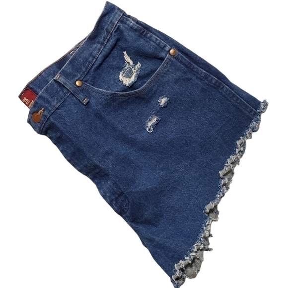 Reworked cut off Wrangler mens jean shorts highrise highwaisted ripped frayed - Picture 3 of 13